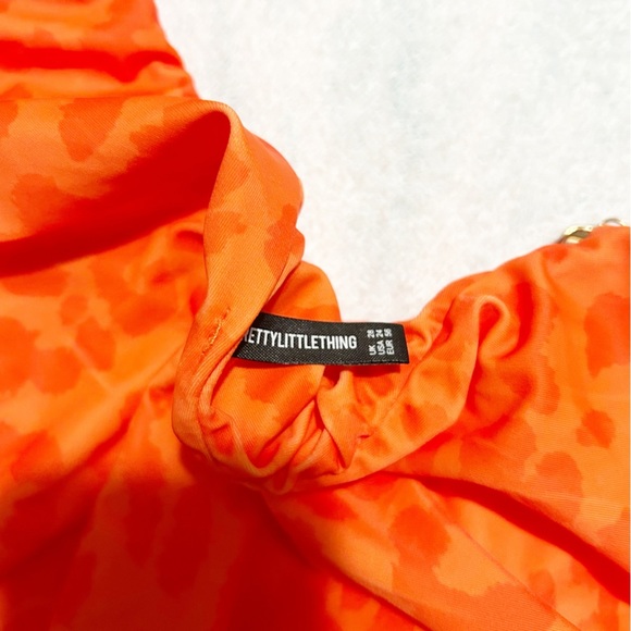 NEW PrettyLittleThing Orange Leopard Print Gold Chain Strap One Piece Size US 24 - Picture 7 of 10